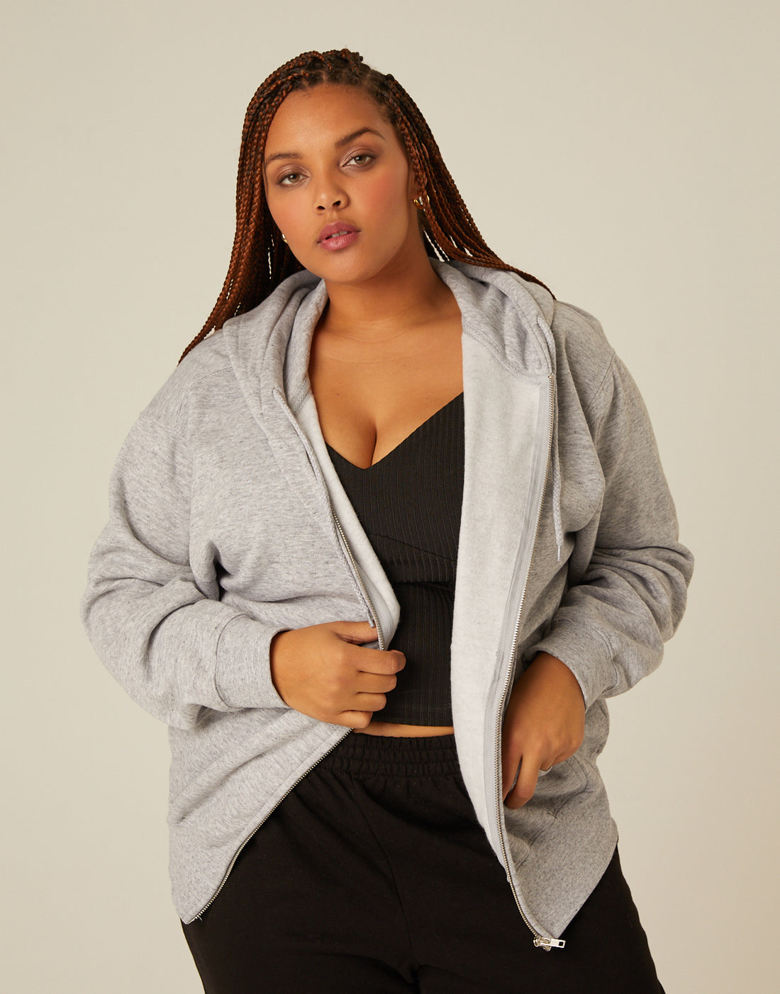 Plus Size Zip Front Hoodie Sweatshirt – 2020AVE