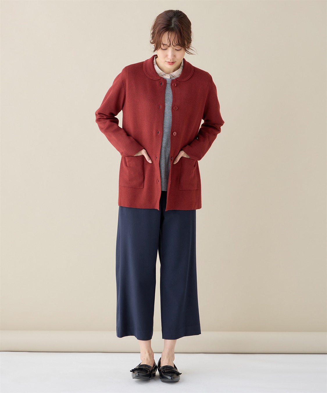 ダブルフェイス衿つきカーディガン DECOY｜クロスプラス公式通販サイト