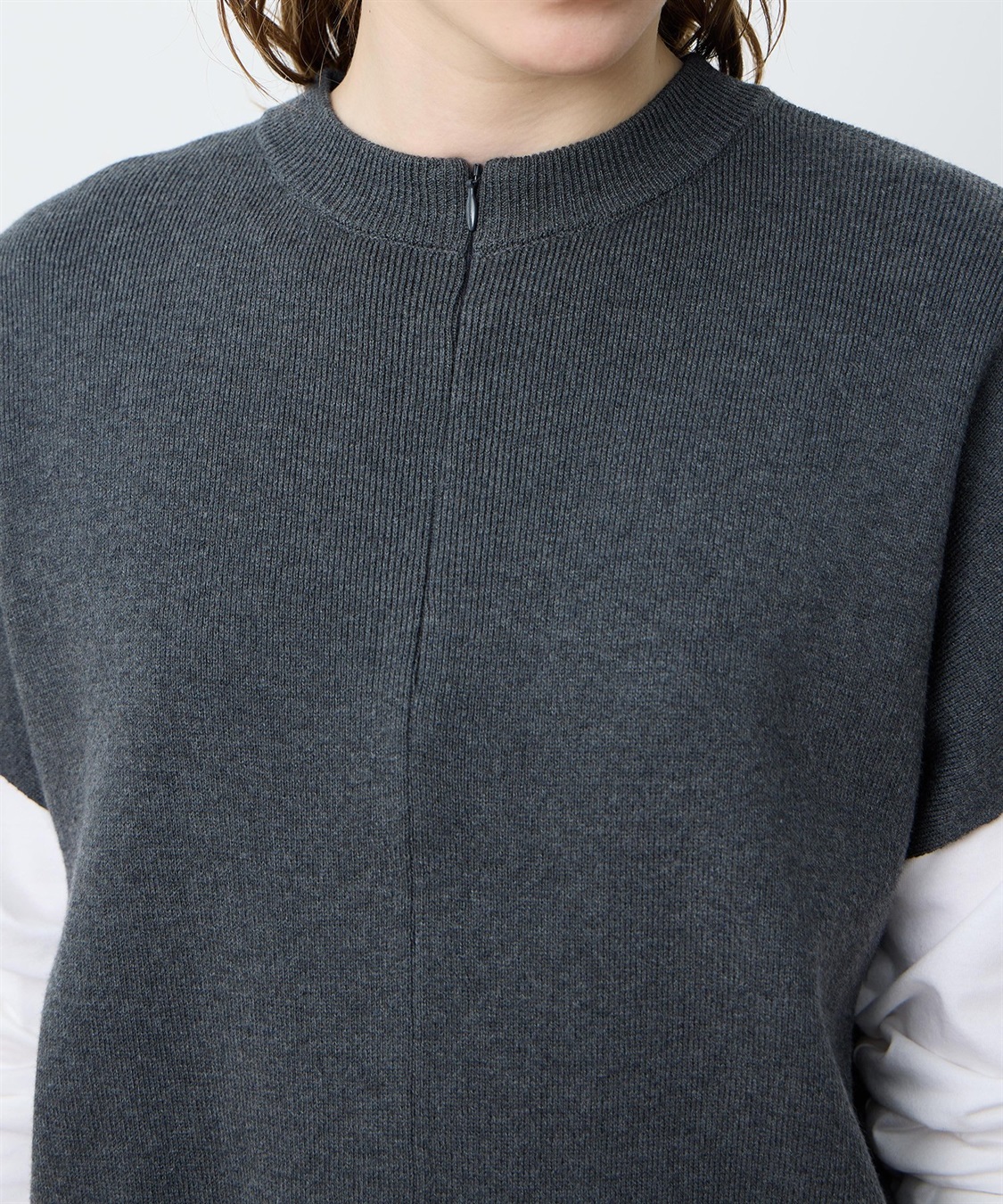 ハーフZIPニットベスト【ハンドウォッシャブル】 LE SOUK HOLIDAY