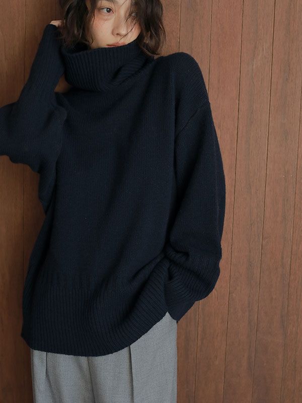 ETRE TOKYO - ウールカシミヤタートルニットプルオーバー - NAVY