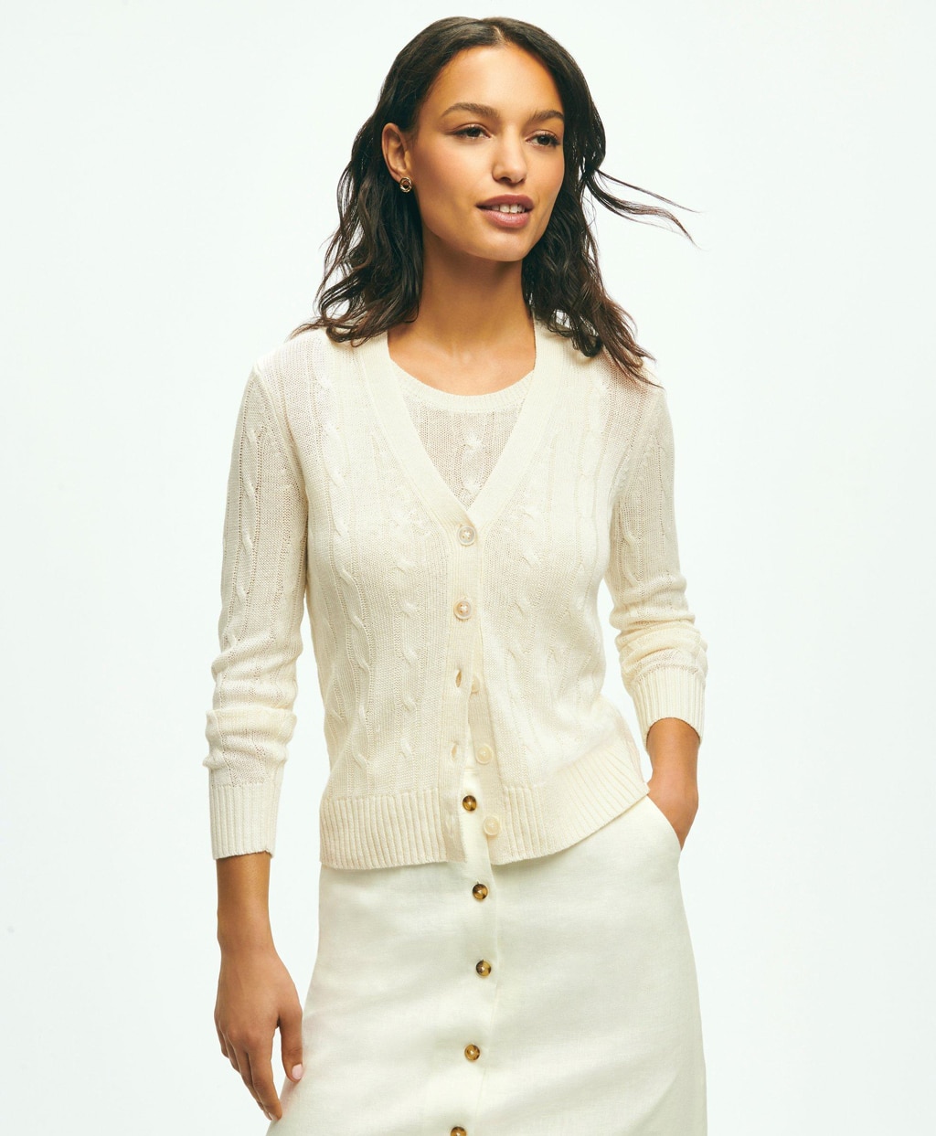 リネン ケーブル Vネック カーディガン | Brooks Brothers Japan