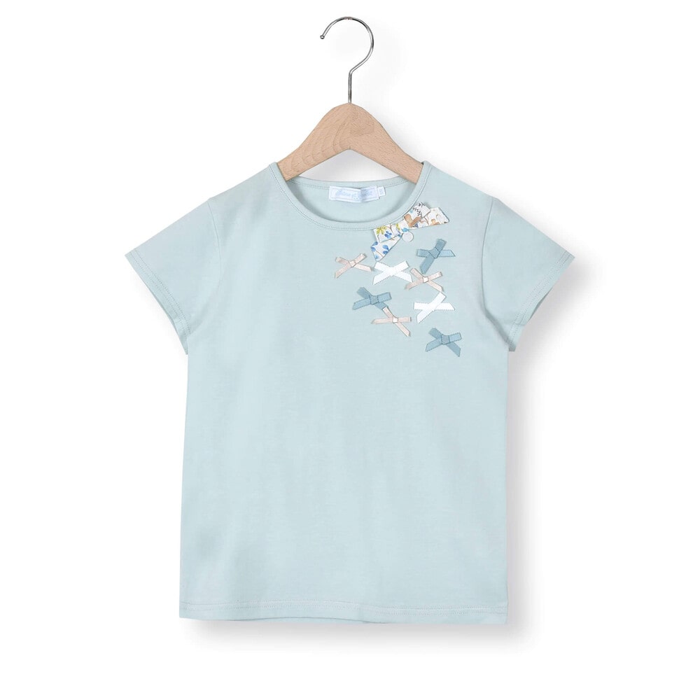 リバティプリント(Amber's Posy)リボン付きTシャツ(90~140cm)(90cm