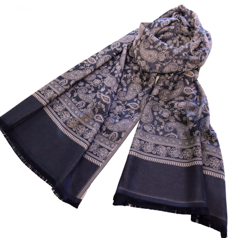 大判ストール 光沢あるジャガード織り 薄手ペイズリー トルコデザイン