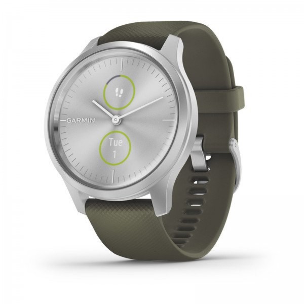Garmin vivomove Style Silver with Moss Silicone Band (Certified