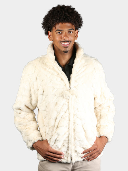 Man's Natural Tourmaline Sculptured Mink Fur Jacket