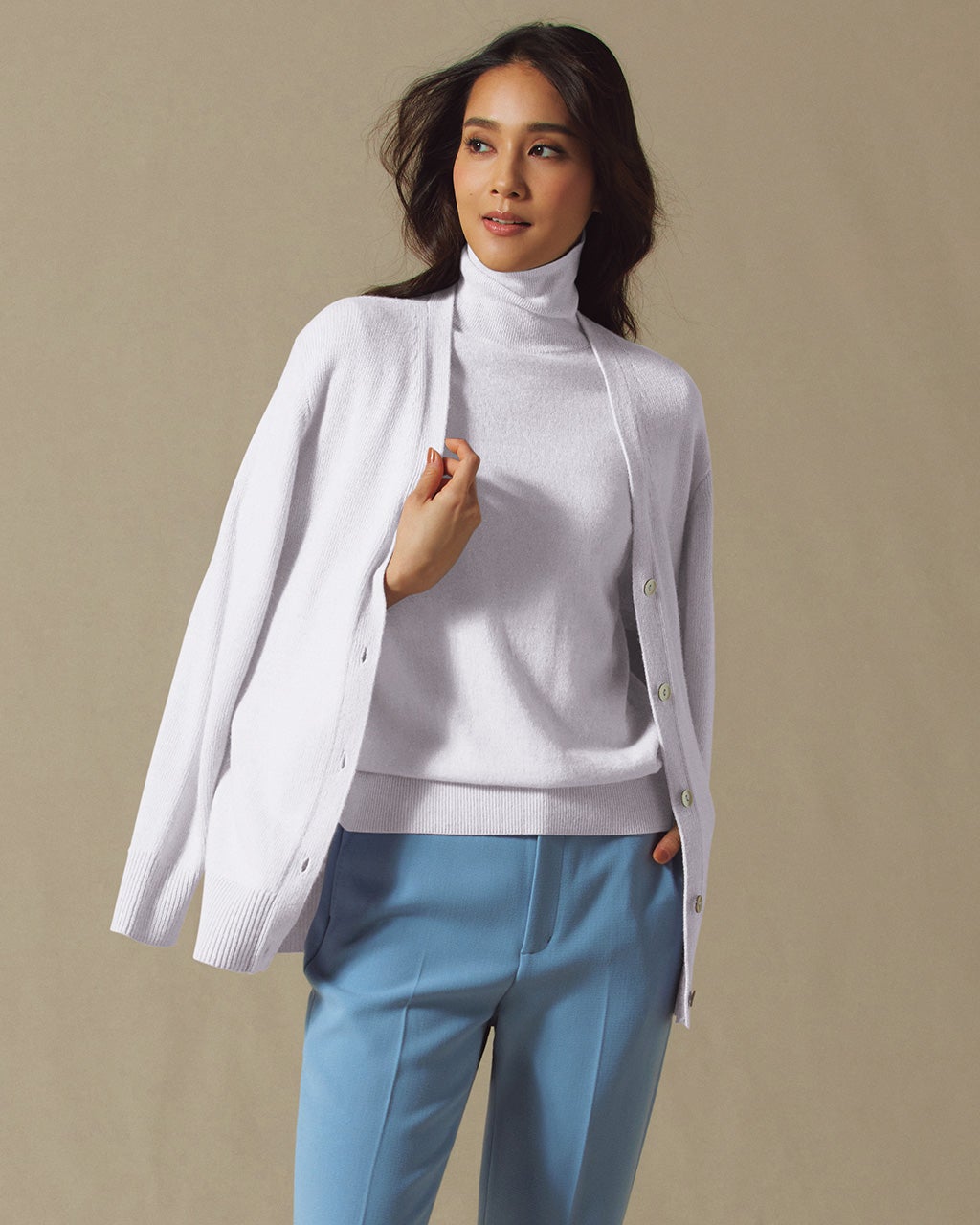 イタリア糸・カシミヤ混半袖タートル/DoCLASSE