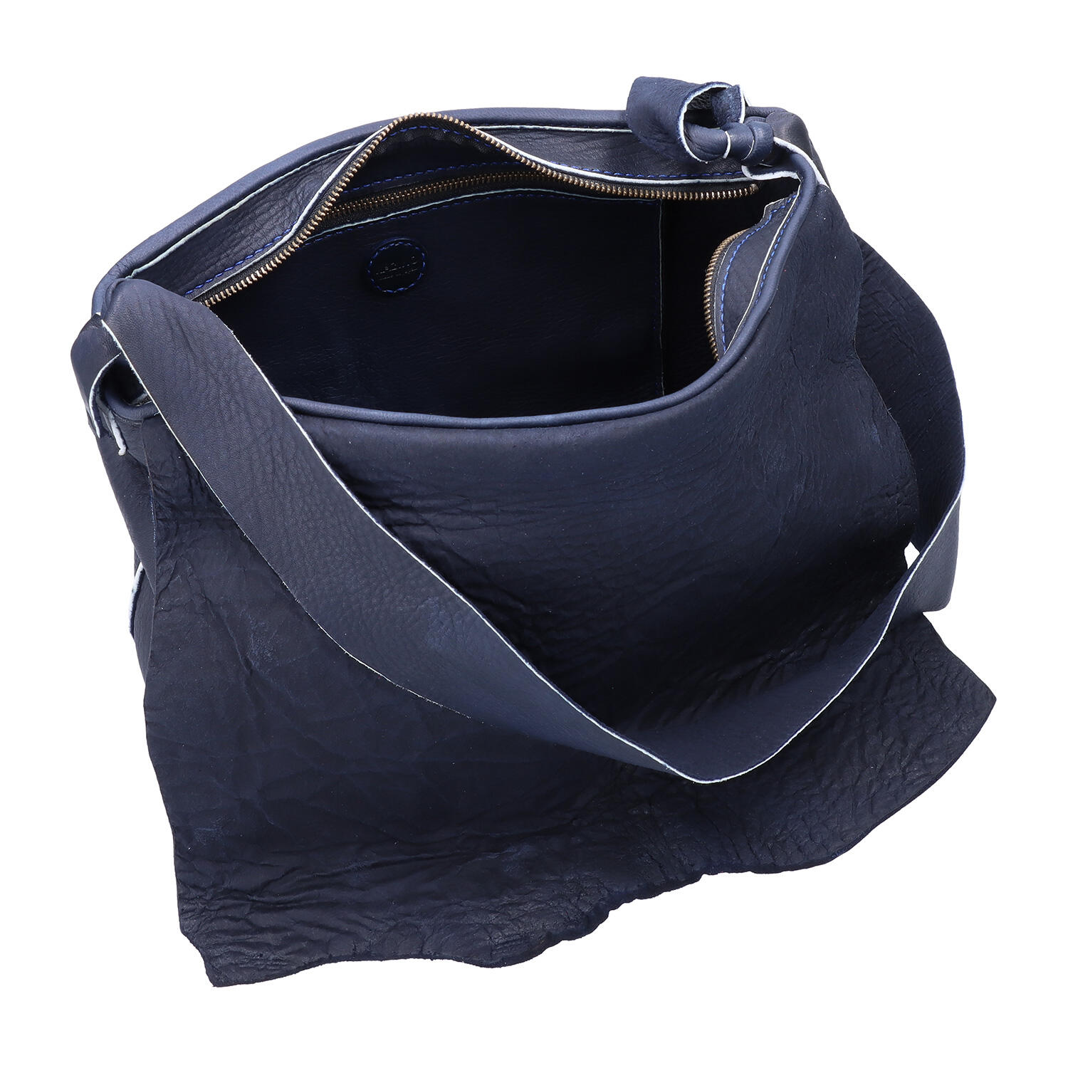 総手縫い鹿革断ち切り蓋付きショルダーバッグL | 株式会社 KAZINO