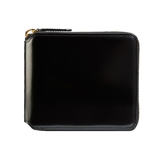 コードバン つや有り ラウンド二つ折り財布 小銭入れ付き （ネイビー