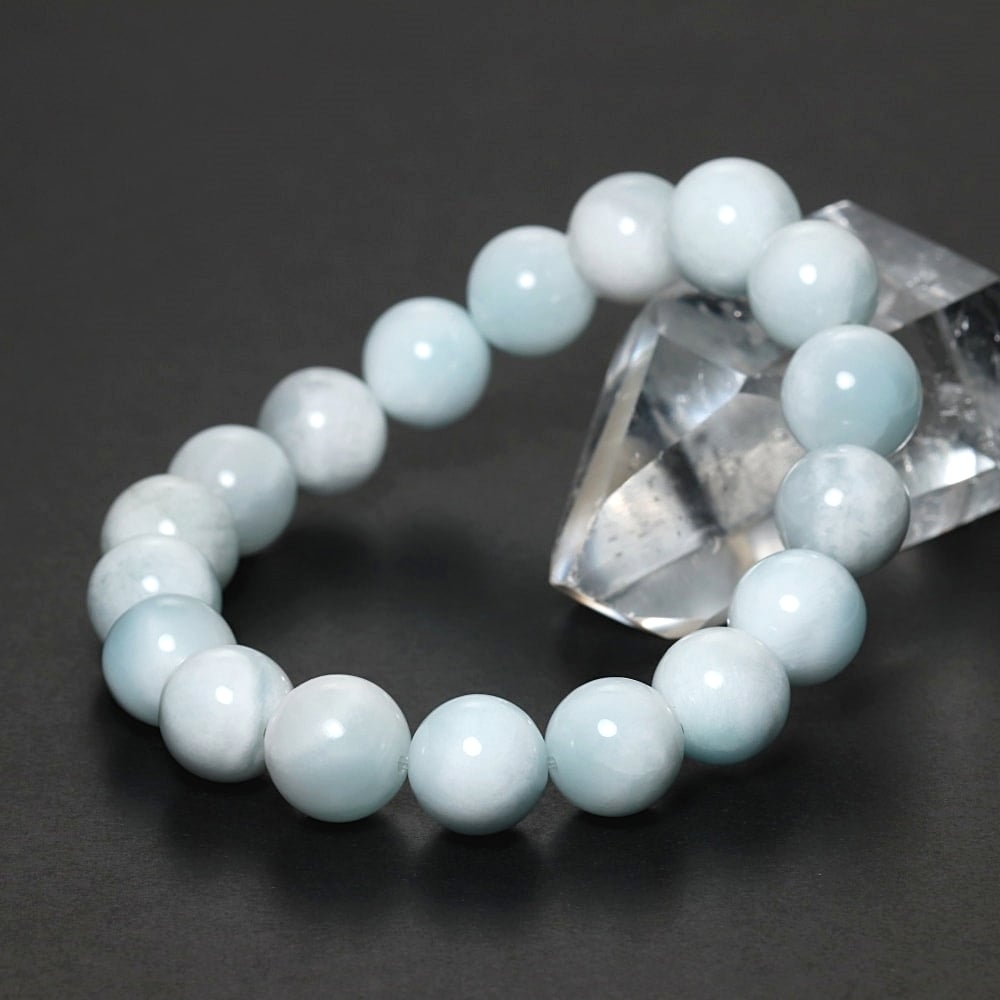 高品質]ホワイトアイスラリマーブレスレット（約11.5mm玉） - 埼玉県