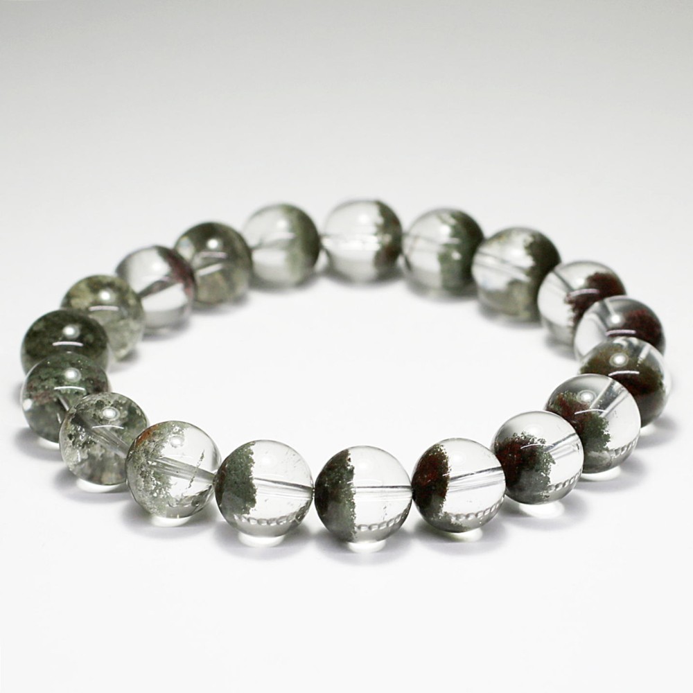 高品質]グリーンガーデンクォーツブレスレット/ガーデン水晶（約12mm玉