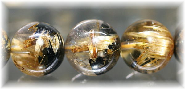 最高品質]太陽放射タイチンルチルクォーツブレスレット（約10mm玉