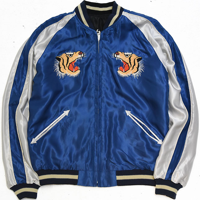 東洋スカジャン【DRAGON TIGER×JAPAN MAP】リバーシブルサテンスカ NO