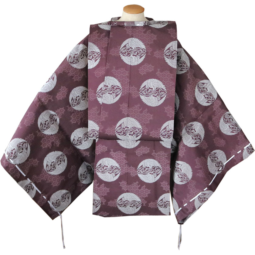 狩衣】狩衣 テトロン無双織 雲鶴紋 破れ亀甲 紫色