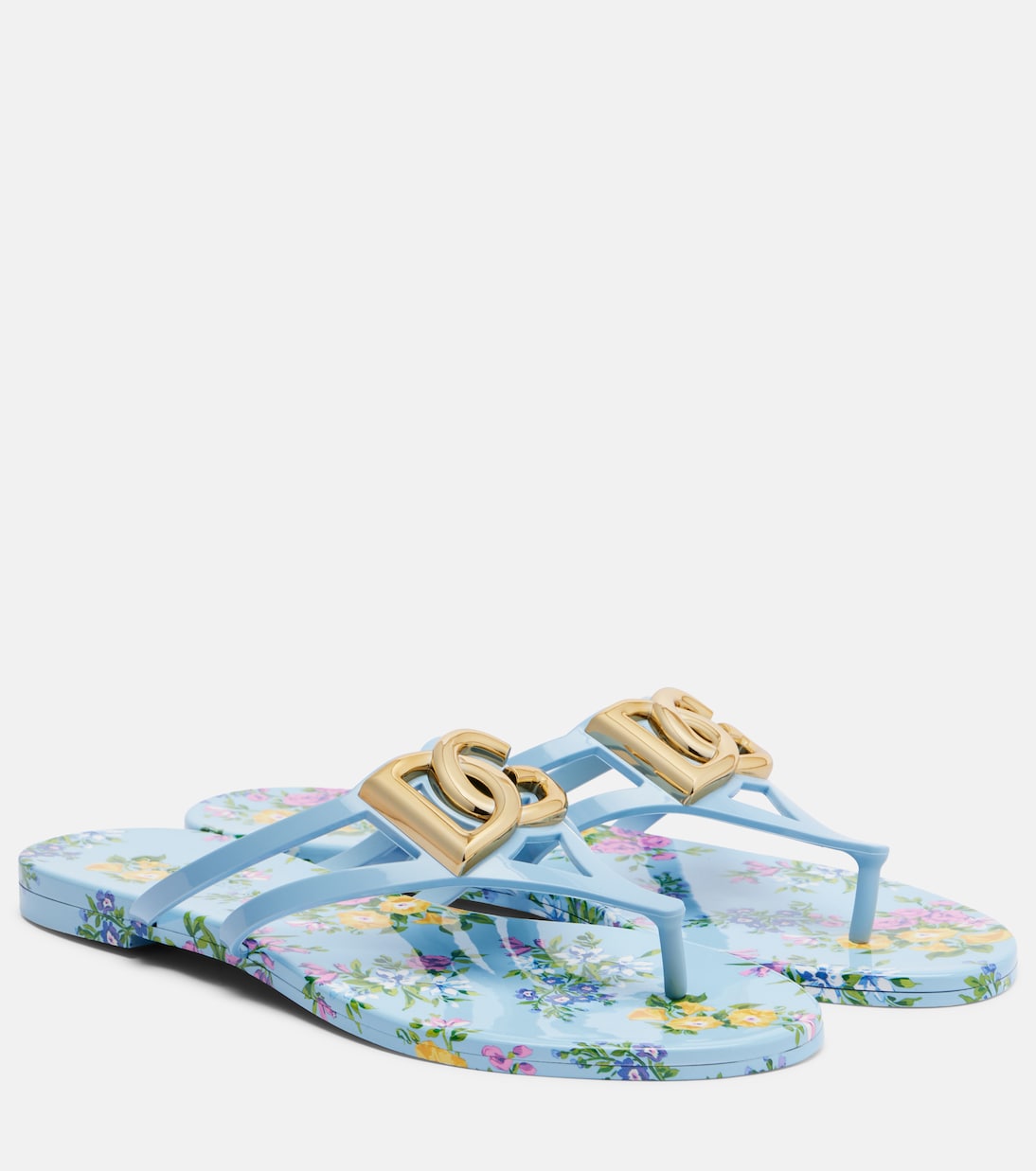 Floral thong sandals in blue - Dolce Gabbana | Mytheresa