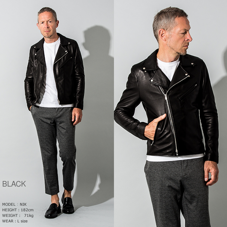 FILLMORE 本革 ディアスキンダブルライダースジャケット メンズ