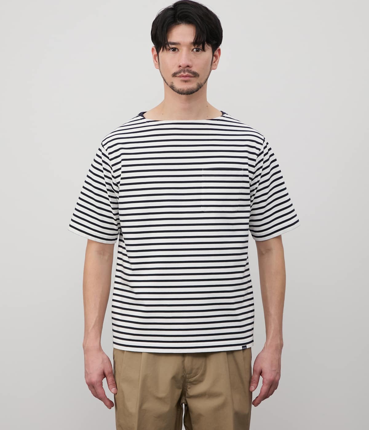 接触冷感】ボートネックデザイン ボーダーTシャツ(11615552-2025