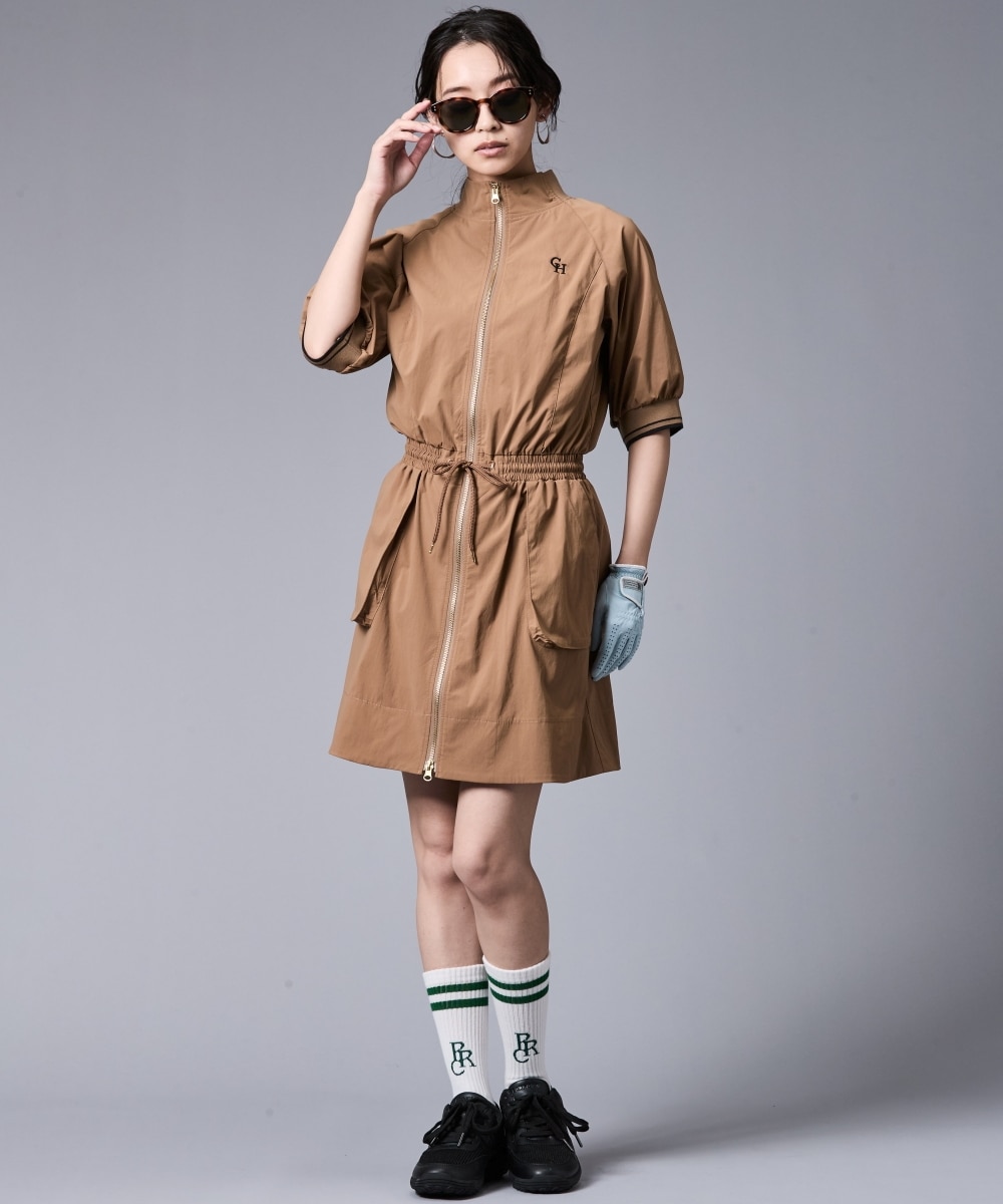 フロントジップハイネックワンピース（アンダーパンツ付）＜大きい