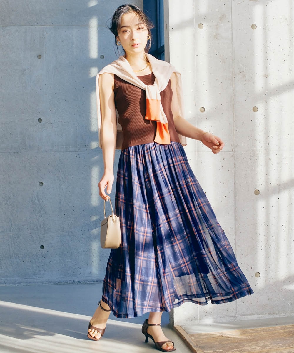 チェック柄チュールスカート 通販【ニッセン】
