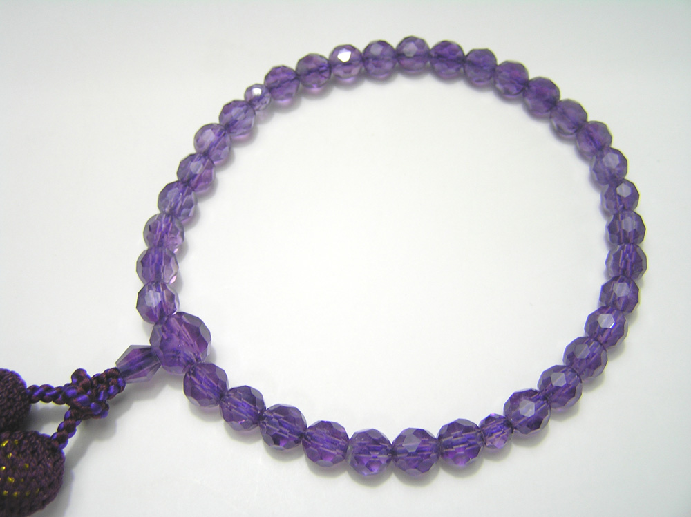 片手念珠7.5mm 紫水晶切子 ＜ 甲州貴石【オンラインショップ】 ｜数珠