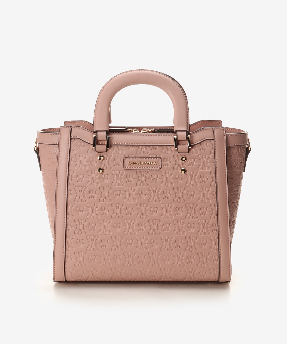 エンボスポイントステッチハンドバッグ(FREE ピンクベージュ