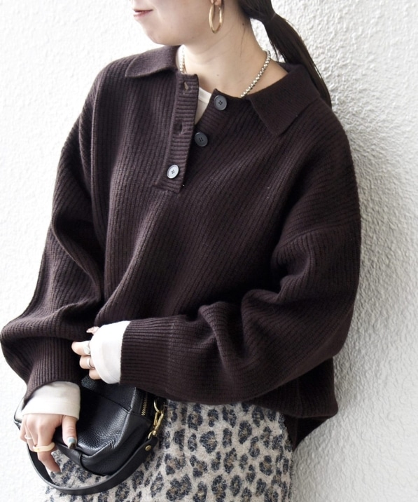 SHIPS any:〈手洗い可能〉AQUA カシミヤ ミックス ポロ ニット｜ SHIPS