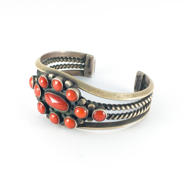 インディアンジュエリー サンゴ ブレスレット153 | ターコイズ・メンズ