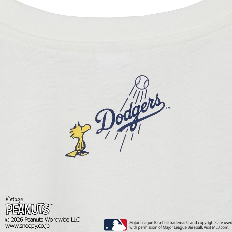 MLB×スヌーピー PEANUTS Tシャツ ロサンゼルス・ドジャース(ホワイト