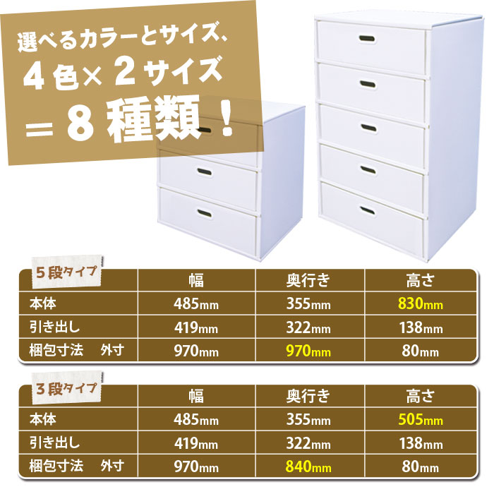 楽天市場】段ボールデコチェスト3段タイプ カラー【送料無料】【後払い