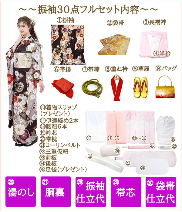 楽天市場】手描き 辻が花 京友禅 正絹 振袖 30点 セット エンジ 成人式