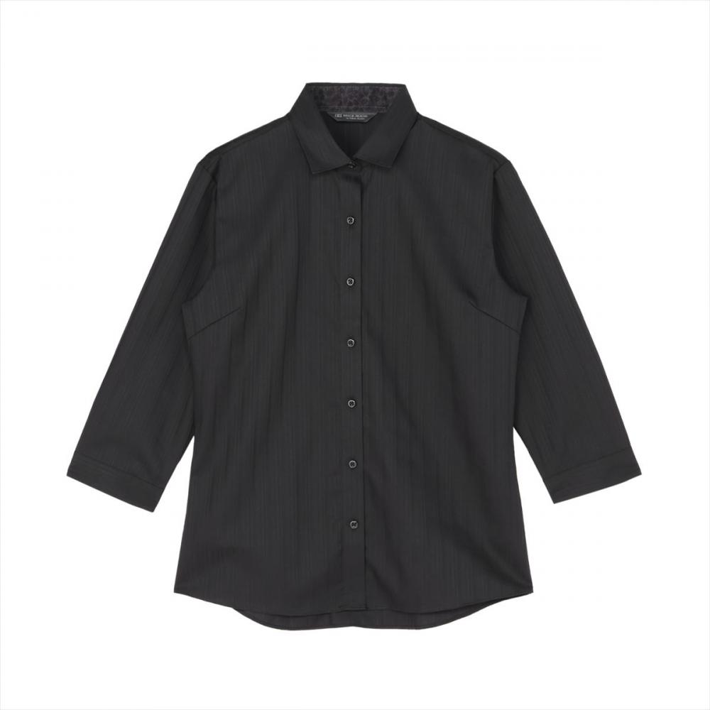 ワイド 七分袖 形態安定 レディースシャツ(S ブラック): 東京シャツ