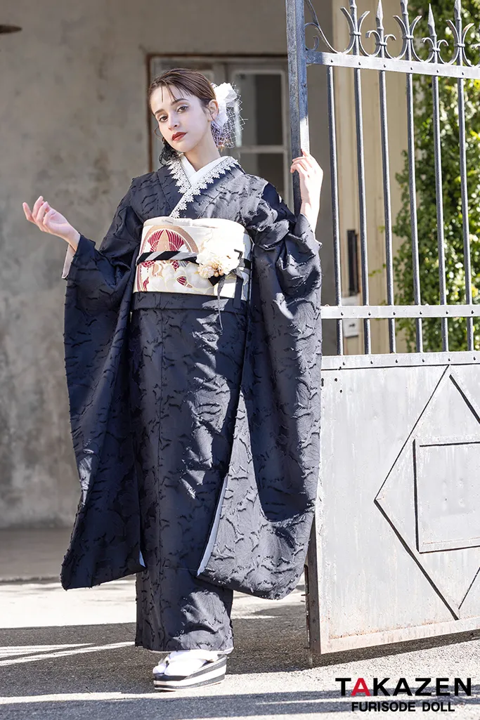 ストリートスタイル HIROCKコラボ振袖 モノトーン/黒/グレー 迷彩