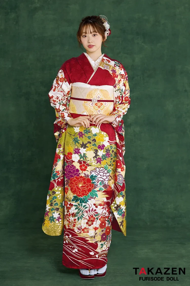 最高級古典柄振袖 関芳/最高級金彩刺繍友禅 白/シルバー 扇面 キラキラ