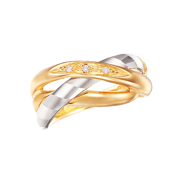 K18イエローゴールド/プラチナダイヤモンドリング(RFR942)|TSUTSUMI