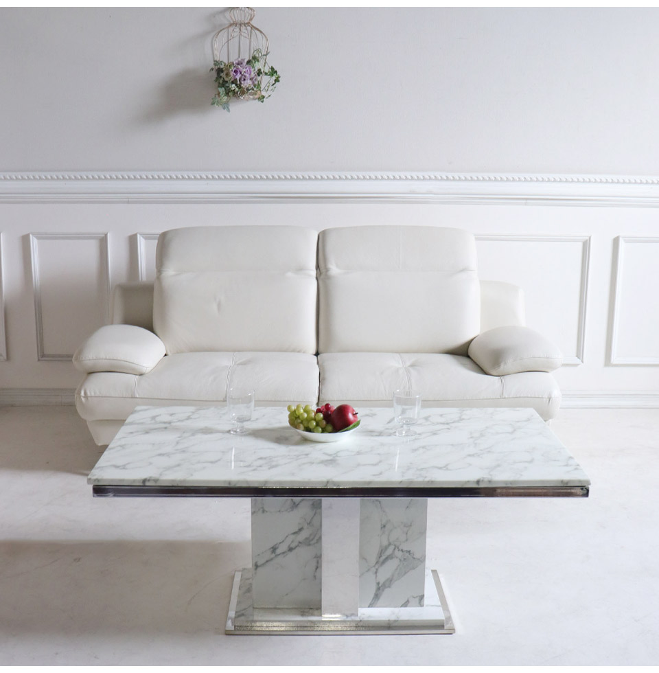 大理石使用 高級センターテーブル 130cm ホワイト｜輸入家具の専門店
