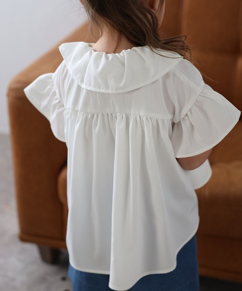 BONJOUR SAGAN enfant ブラウス シャツ 「3-10才対応」袖フリルシャツ