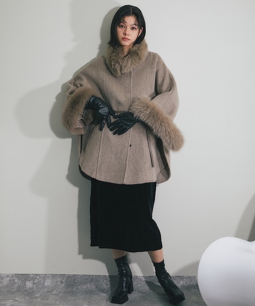 SMILE ORCHID（スマイルオーキッド） ポンチョ ウール混フォックス