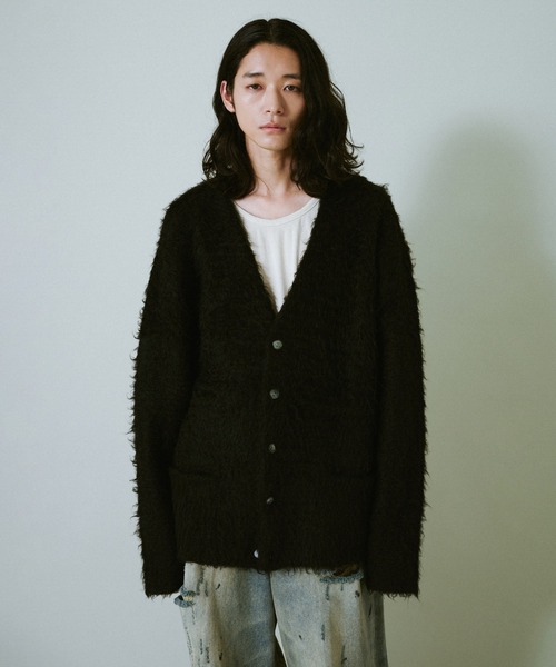 Camphor wood カーディガン mohair touch super shaggy cardigan