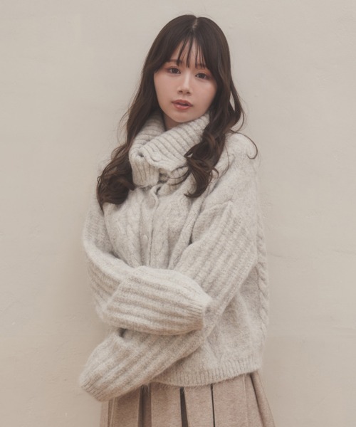 M DOLLY カーディガン cable knit fumo cardigan/ケーブルニットフーモ