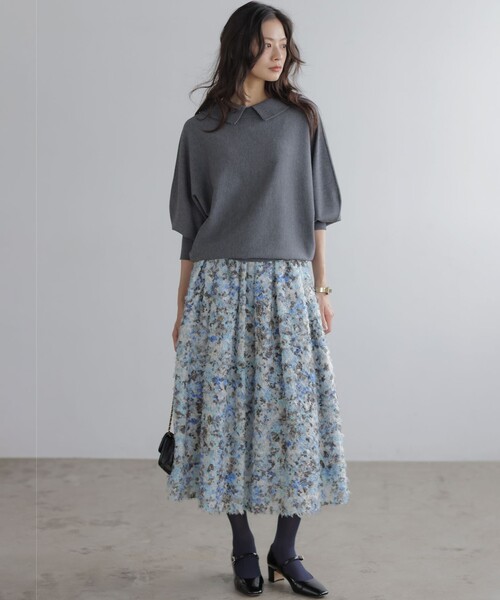 組曲（KUMIKYOKU） スカート ヘアリーフラワープリント スカート