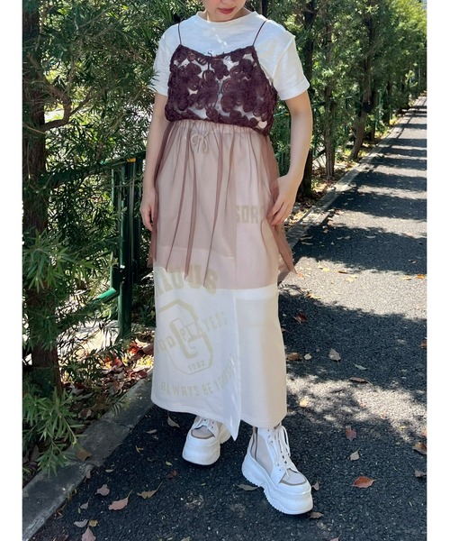 Samansa Mos2（サマンサモスモス） チュニック フラワーシフォンテープ