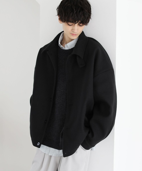 ブルゾン アウター 2wayビッグシルエットメルトンショートブルゾン