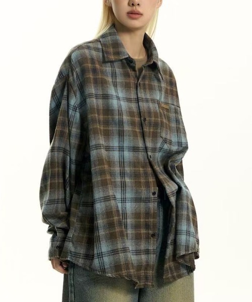 FreeZone ブラウス シャツ オーバーサイズ チェックシャツ レディース