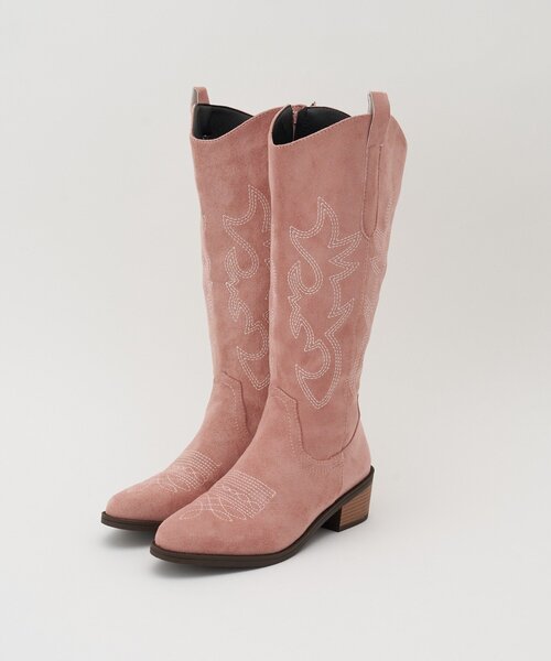 CIAOPANIC（チャオパニック） ブーツ スウェード刺繍ウエスタンロング