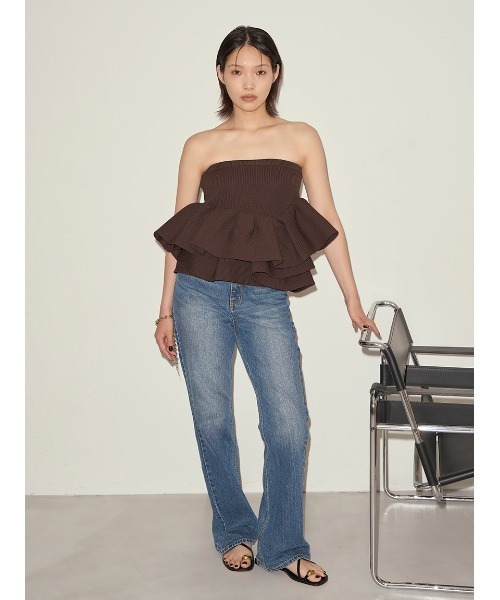 styling/（スタイリング） ニット セーター ラッフルニットベアトップ