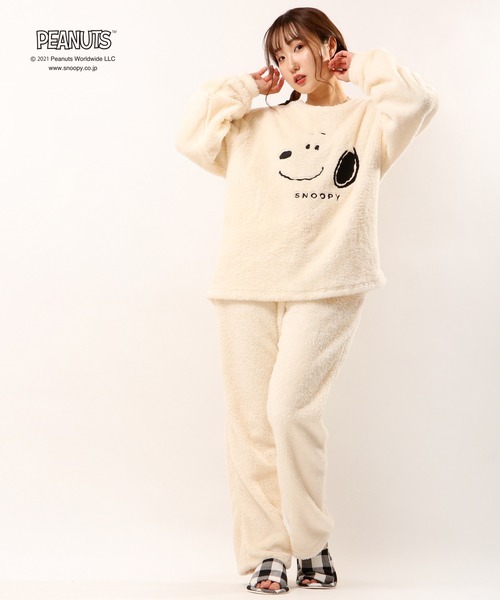 PEANUTS ルームウェア パジャマ スヌーピーボアルームウェア上下