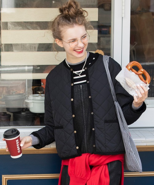 PLST（プラステ） ノーカラージャケット L ネイビー レディース