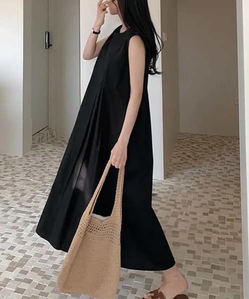 ワンピース ノースリーブタックロングワンピース : ZOZOTOWN Yahoo!店