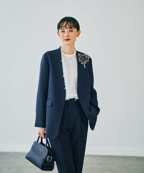 Danton（ダントン） ノーカラージャケット 38 ブラック レディース