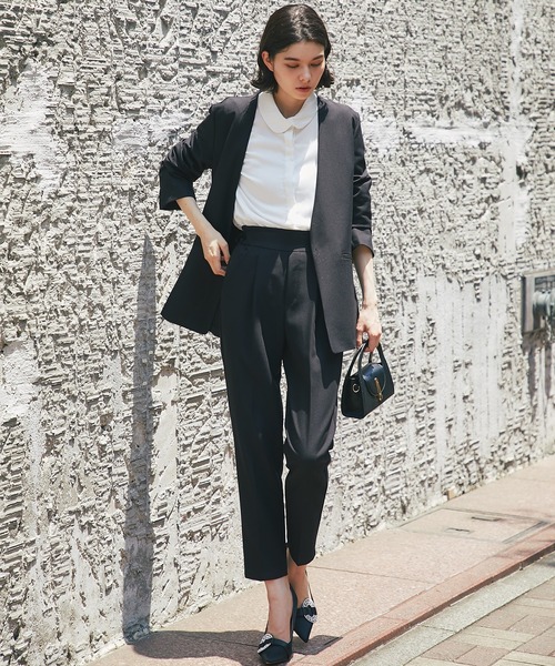 セットアップ 「自宅で洗える」 ノーカラージャケット＆テーパード