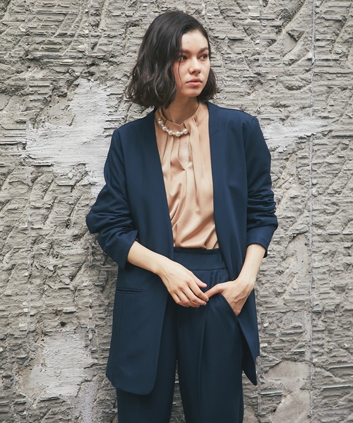 セットアップ 「自宅で洗える」 ノーカラージャケット＆テーパード